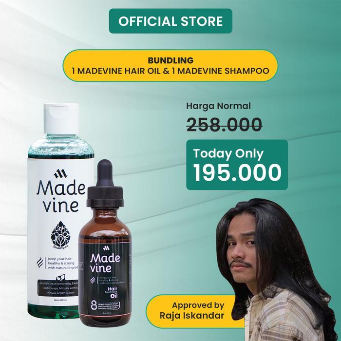 Paket Perawatan Rambut Rontok dan Kering Madevine Hair Oil dan Shampoo