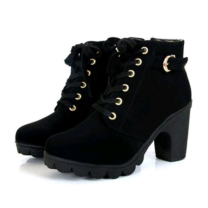 Aerostreet - Sepatu Boots Wanita Jiper Tinggi 5 Cm Trendy Kekinian