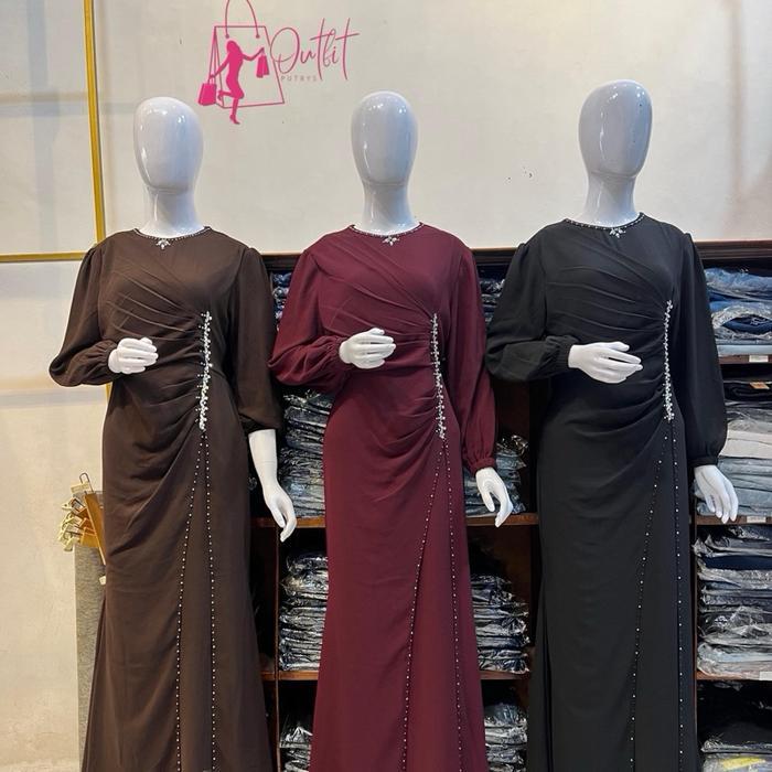 Dress Maharani Ceruty Gamis Polos Ceruty Premium Dress Kondangan Terbaru Terbaru 