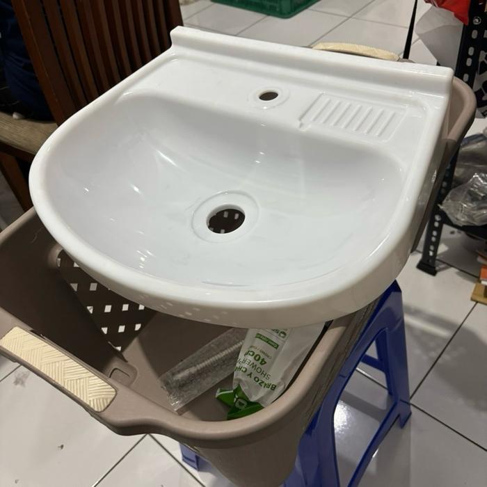 Wastafel cuci tangan bahan PVC warna PUTIH/ HANYA WASTAFEL - PUTIH