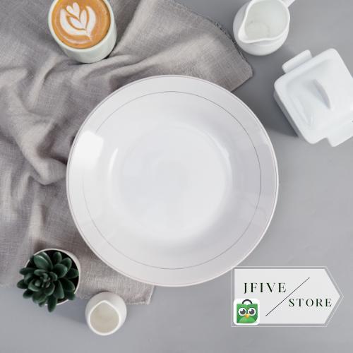 Piring Makan List Emas Piring Makan Keramik Piring Nasi 23 cm