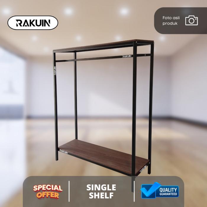 RAK SINGLE SHELF GAWANG BAJU MINIMALIS BESI DAN KAYU FURNITURE DISPLAY BAJU-GAMIS/ BESI KOKOH-RAKUIN