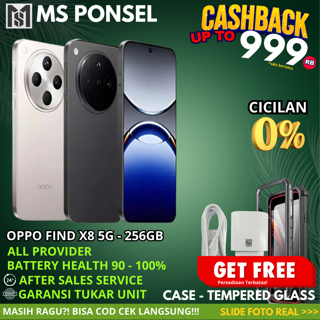 Oppo Find X8 5G 12/256GB Second Original Resmi Fullset