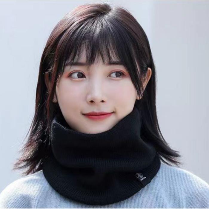 Syal Leher Gaya Korea Rajut Tebal 2 Lapis Bahan Fleece Hangat Pria & Wanita Syal Motor