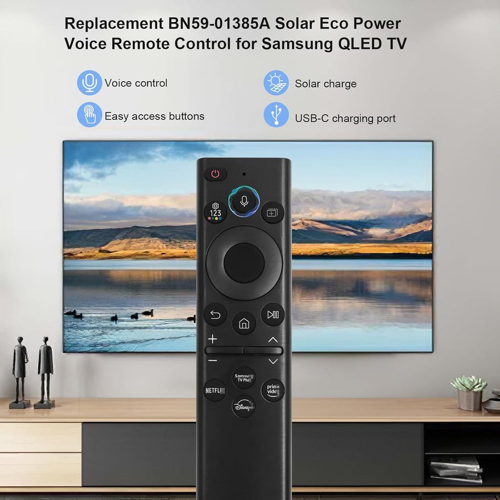 RECHARGEABLE AND SOLAR REMOTE CONTROL FOR VOICE BN59-01385A BN59-01385B BN59-01242A,QN50Q80BAFXZX,