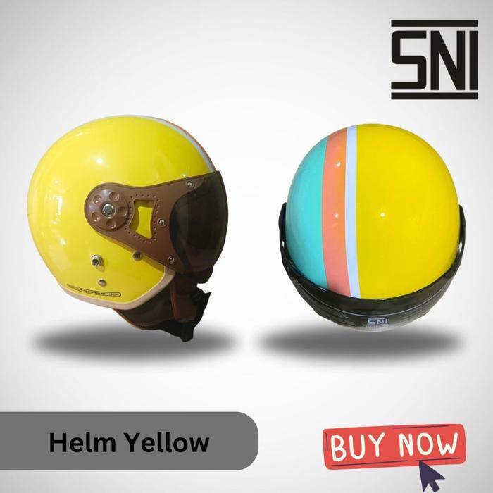 TERLARIS HDS HELMET Helm Bogo Dewasa Pilot Retro Premium Pria Wanita Hijab Motif Picon Biru SNI