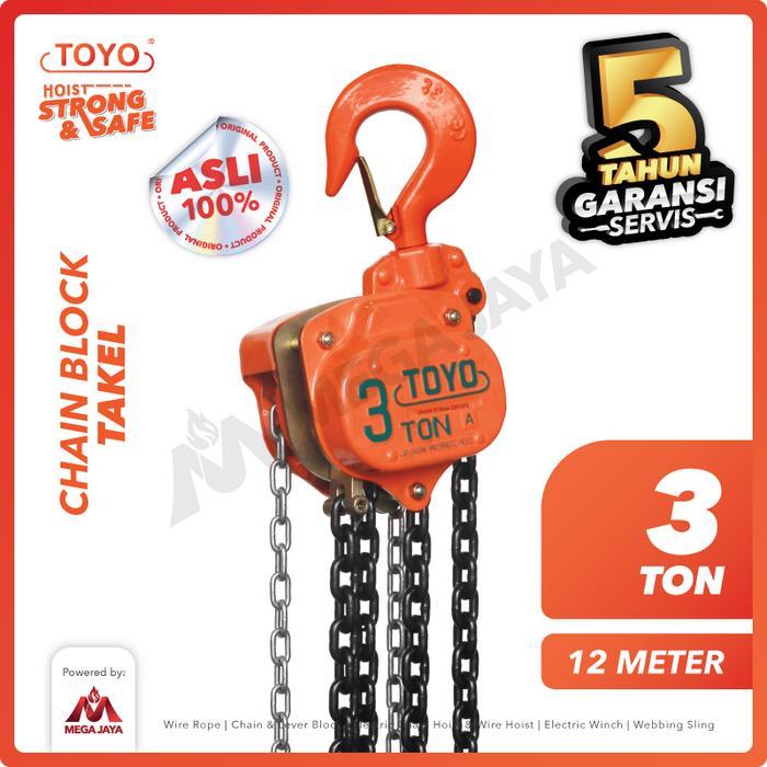 Terbaik Best Quality 100% Original Chain Block / Takel 3 Ton X 12 Meter Toyo