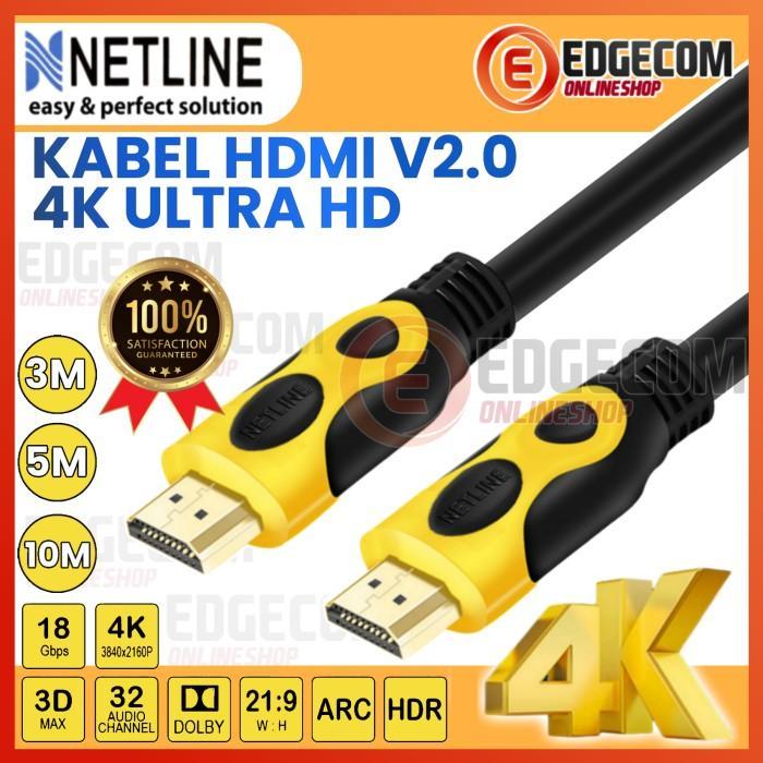 KABEL CABLE HDMI 2.0 SUPPORT 4K HD 3 / 5 / 10 METER NETLINE READY