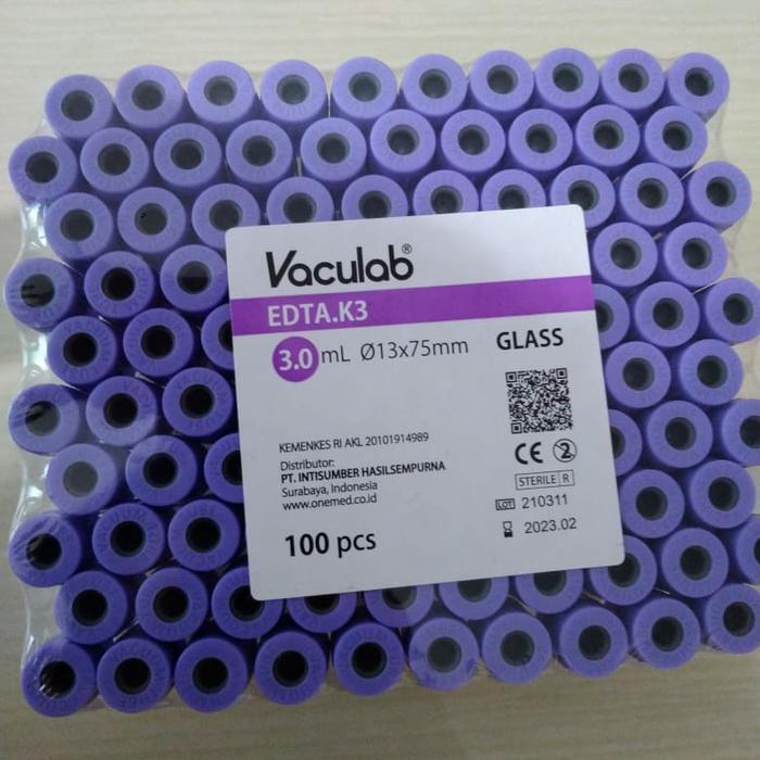 JTTOP" TABUNG DARAH VACULAB EDTA K3 3ML 3 ML 3 CC 3CC ISI 100