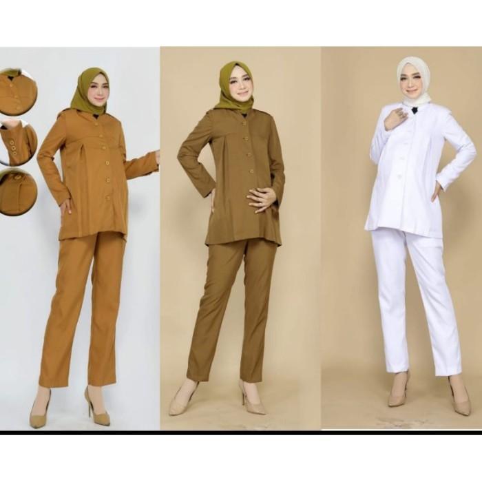 ASLI Elfonte Blazer Baju Kerja Kantor Seragam Pns Baju Hamil - Bazer Putih Seragam Dinas Kesehatan