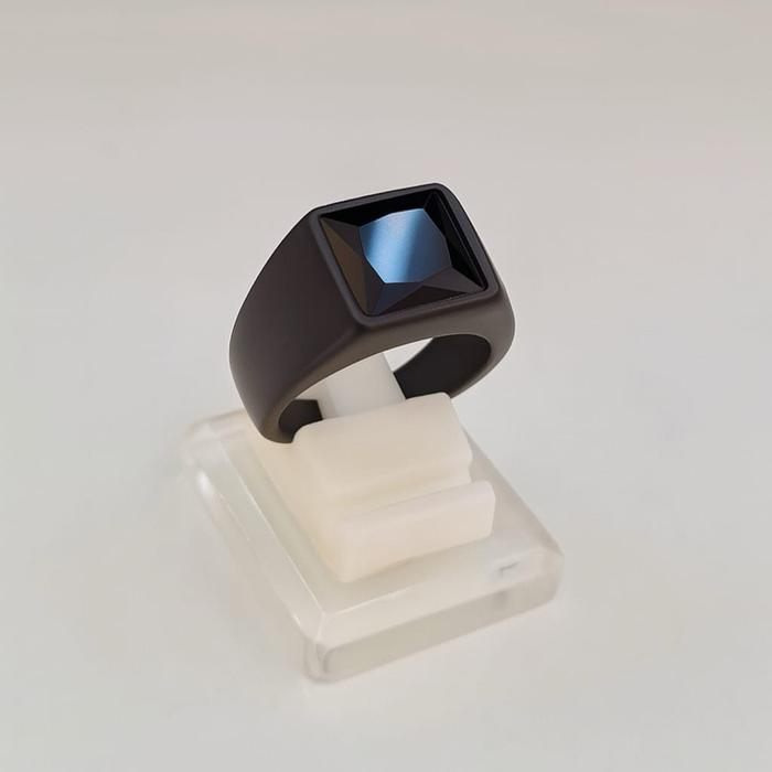 ser CINCIN BATU PRIA 011 TITANIUM KOTAK KECIL RING HITAM Laki-laki