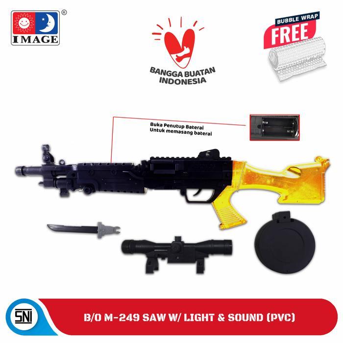 TERLARIS IMAGE TOYS B/O M-249 GUN W/ LIGHT & SOUND PVC Mainan Anak Senapan Berkualitas Tinggi Dengan