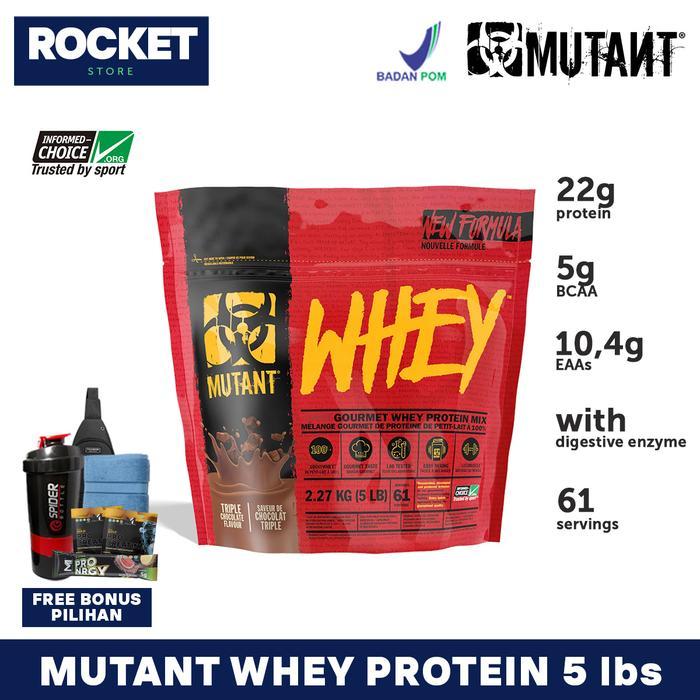 ASLI MUTANT Whey Protein 5 lbs (2.27 kg) - Suplemen Fitness Gym Whey Isolate & Concentrate READY
