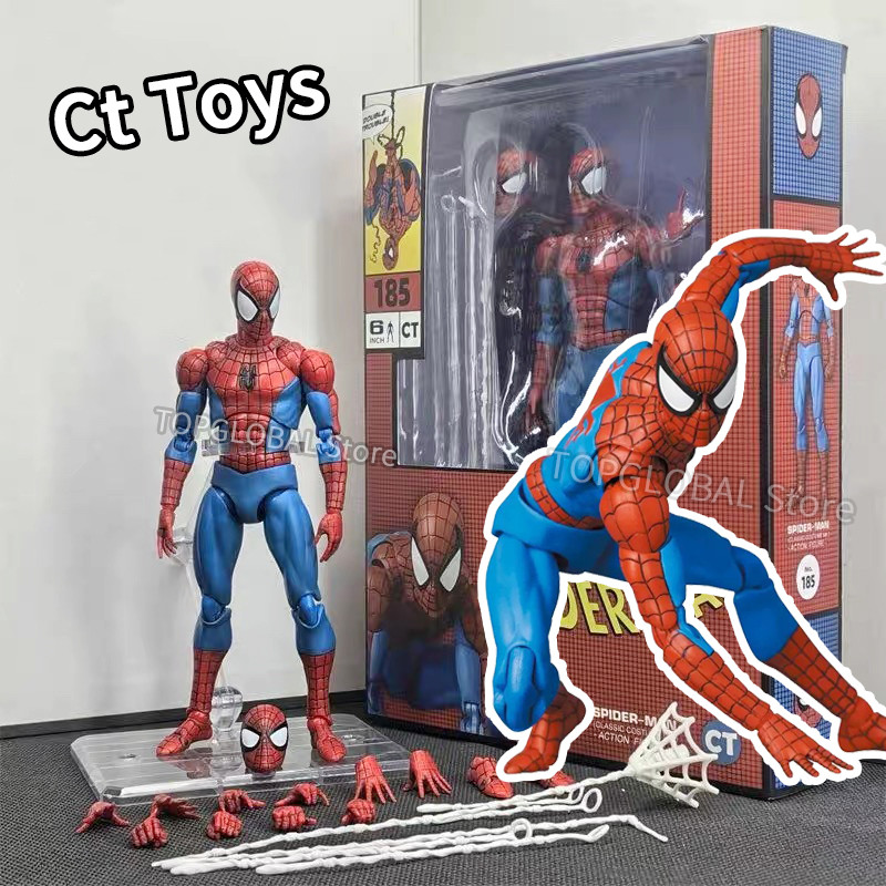 New CT Toys Spiderman Figure Mafex 185 Miles Morales 2099 Classic Costume Spider-Man Action Figure