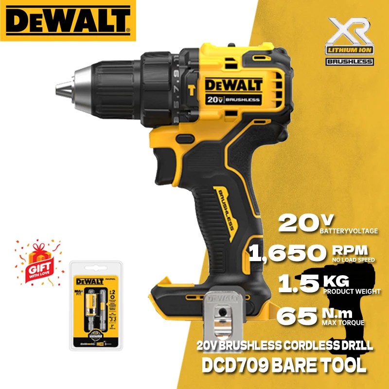 DEWALT DCD709B Palu Kompak Tanpa Kabel Obeng Listrik Tangan Driver Bor Impact Dewalt 20V Peralatan L