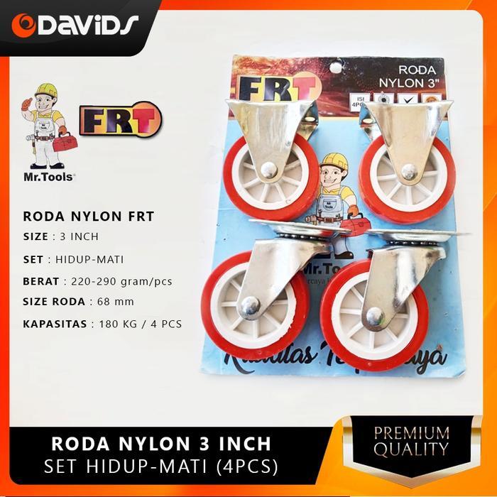 Roda Troli Etalase Lemari Ban Meja Caster Merah 3 Inch Set Hidup Mati