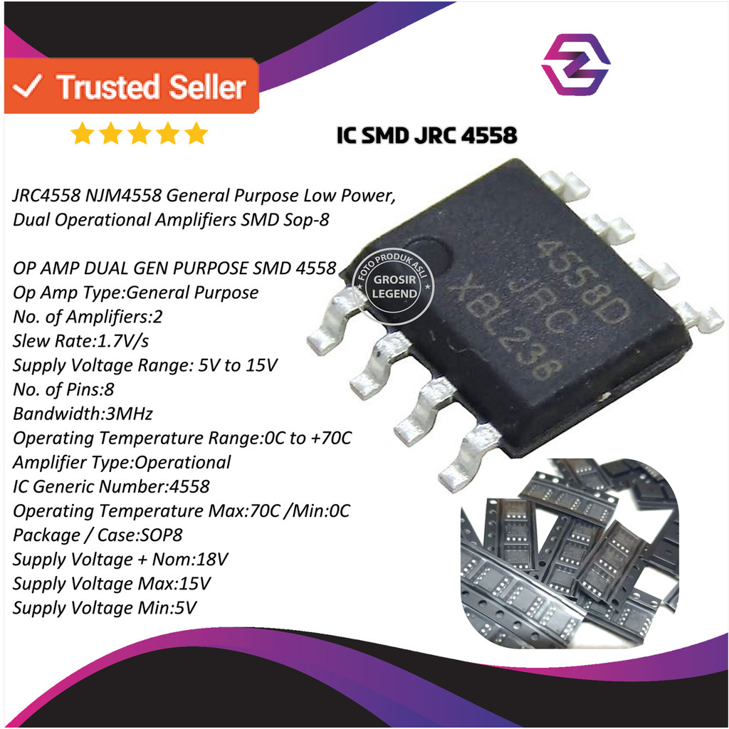 IC JRQ4558 JRC4558 4558 SMD Dual Operational Amplifier