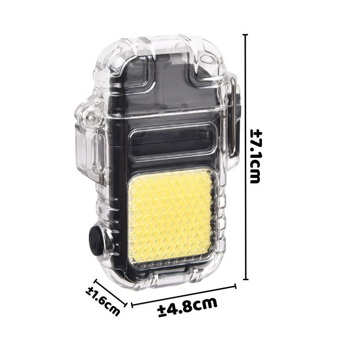 Alat Bantu Pematik Elektrik USB Dengan Senter LED 3 Mode / Waterproof Electric Lighter Flashlight /