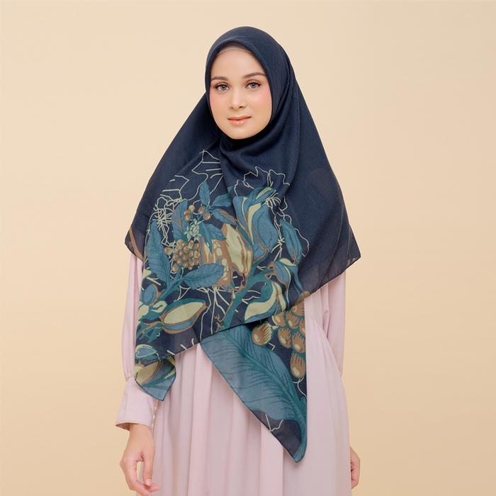 DISKON ZM - Hijab Syari Adonara Navy Scarf - Kerudung Segi Empat READY STOCK