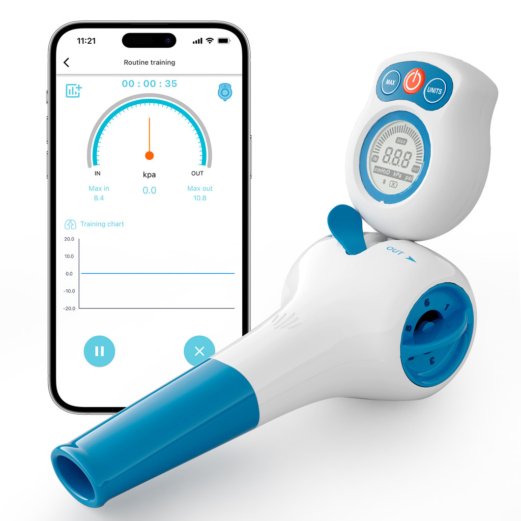 Breathing Exercise Device with Digital Manometer Lung Exerciser Device Respiratory Muscle Trainer