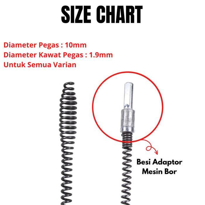Pipe Cleaner Kawat Pembersih Saluran Pipa Mampet Dengan Adaptor Bor