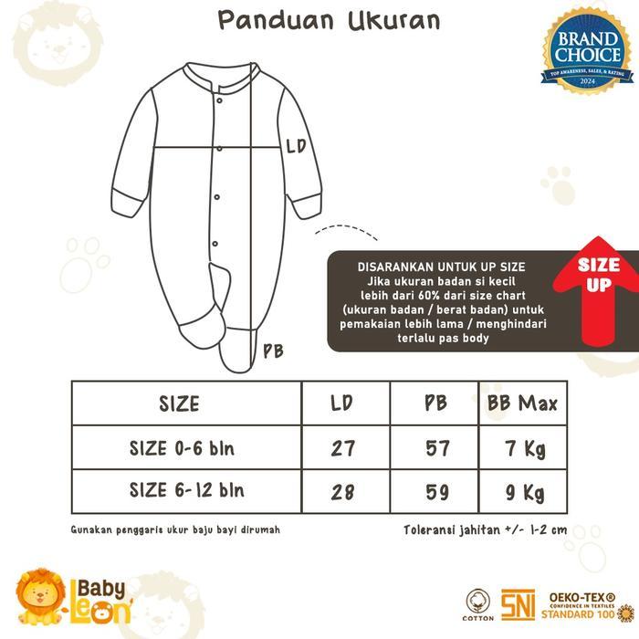 BABY LEON Sleepsuit Bayi Jumpsuit Bayi Kaki Tutup Lengan Panjang GY-052