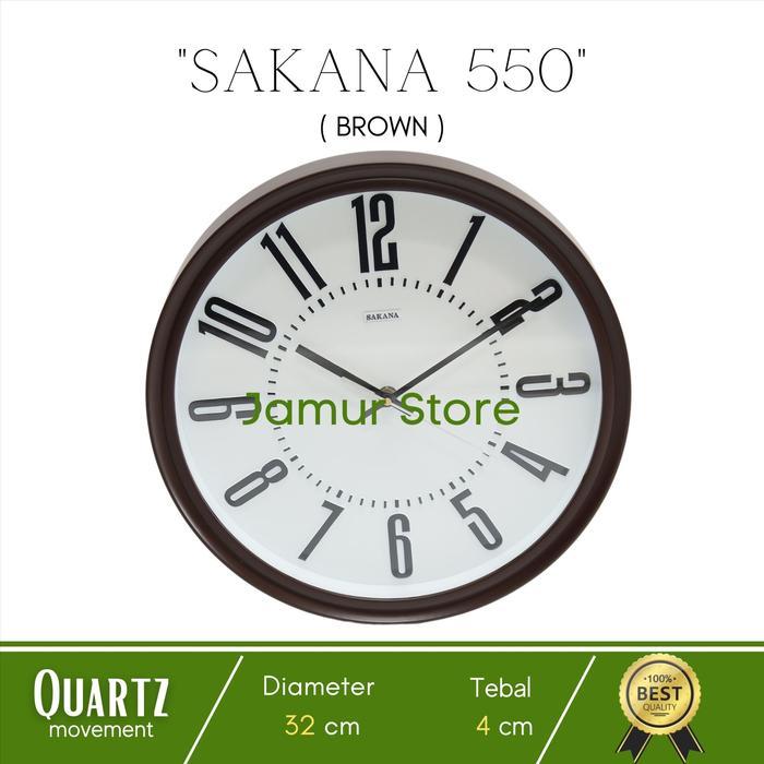 Wall Clock Sakana 550 / Jam Dinding Sakana 550 Brown Original Sakana Mesin
