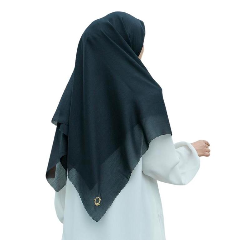 Kerudung Segi Empat Hijab Elzahra Paris Premium 120 Square Wanita Hitam Syari Basic - Voal