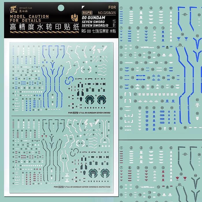 SALE RG 00 GUNDAM SEVEN SWORD/G INSPECTION WATER DECAL ARTISAN'S CLUB