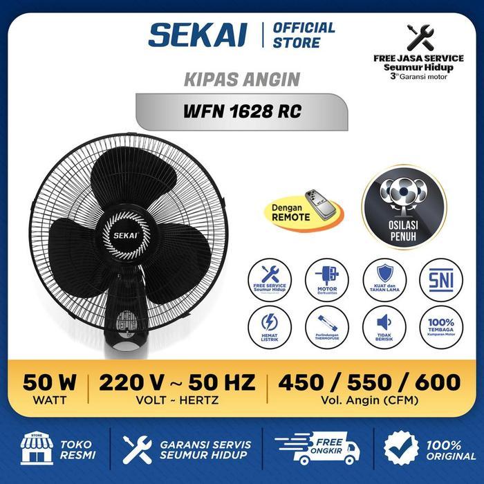 Kipas Angin Dinding Remote Sekai Wfn 1628 Tng