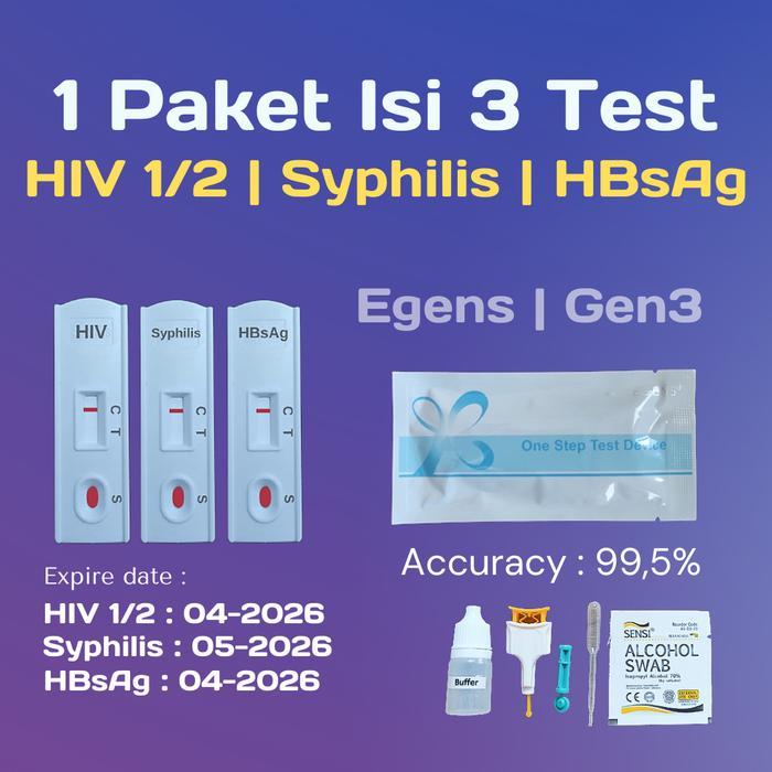 Ready Paket Lengkap HIV Syphilis HbSAg Combo Oncoprobe isi 3 Test