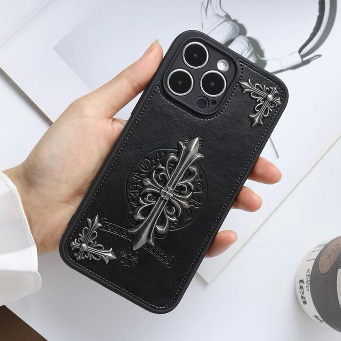 (COD) Case Iphone Series Luxury Leather Chrome Hearts Fashion Softcase Casing