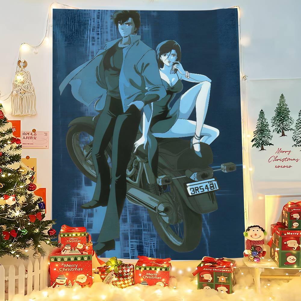 Japanese Anime C-city Hunter Tapestry Hanging Dormitory Room Bedspread Blanket Children's Room Party