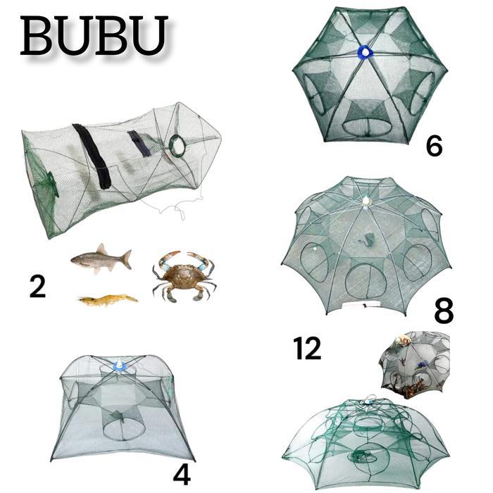Jaring Ikan BUBU Perangkap Waring Koja Udang Kepiting 2 4 6 8 10 12 Lobang Jebakan Payung
