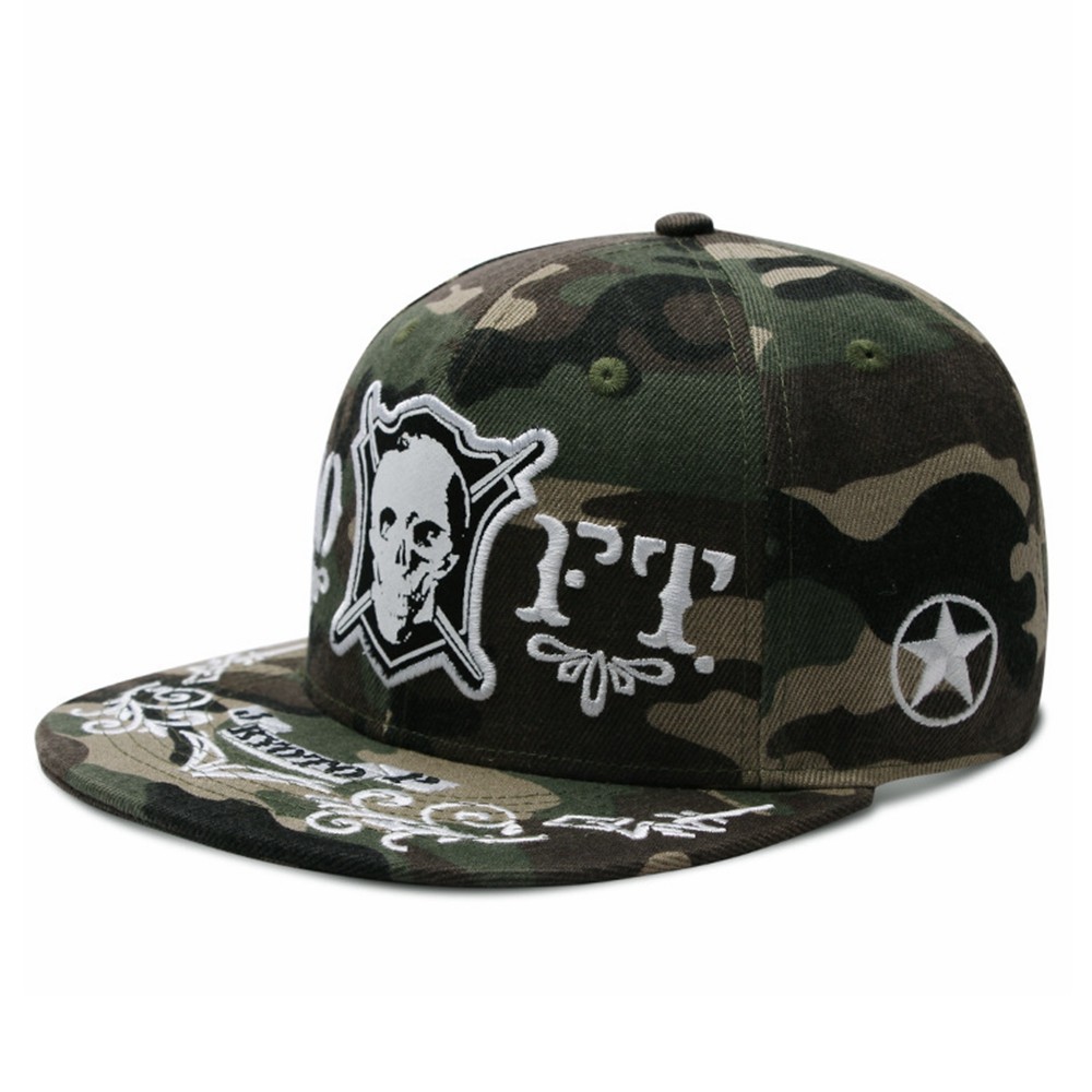 Camouflage Snapback Hat For Men Women Hip Hop Skull Flat Sport Hats Adjustable Baseball Cap