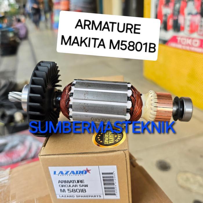 Angker M5801 B Makita Armature Rotor Dinamo Mesin Gergaji Potong 7" Makita M5801B Makita 5801 Lazaro