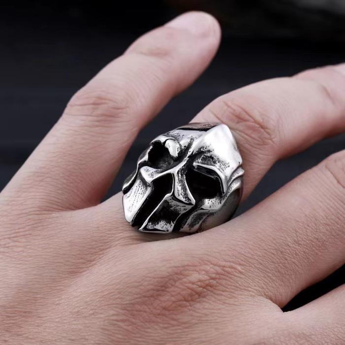 Cincin Pria Helm Spartan / Spartan Helmet Ring Gaya Retro Model Terbuka Vintage