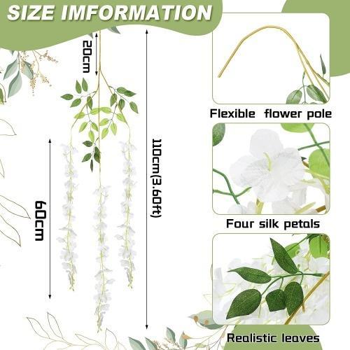 "New" [1 LUSIN ] Wisteria Gantung Besar / Bunga Juntai Wisteria (12 pcs) Merah Plastik Putih tanaman