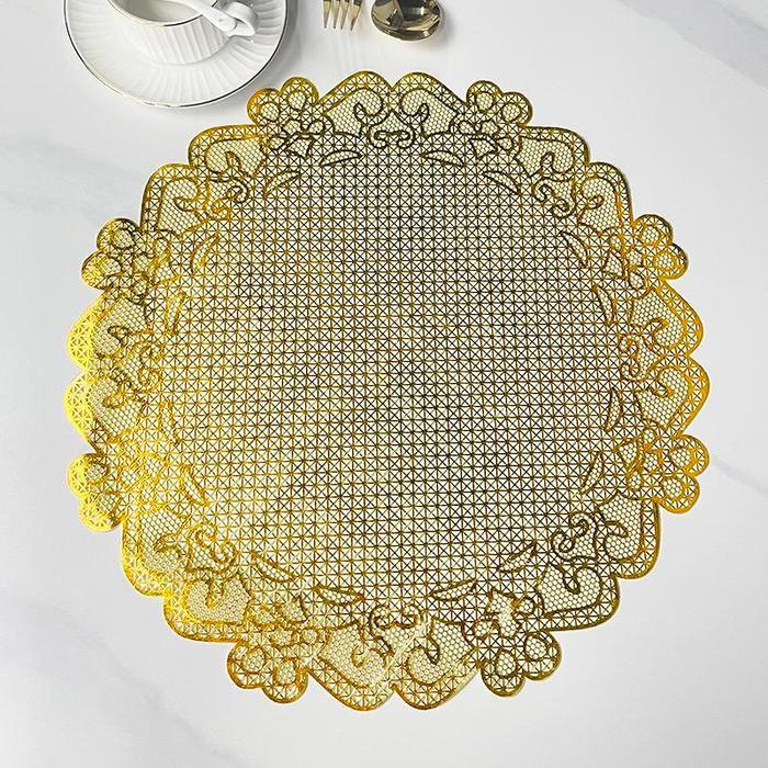 "New" COD Loyal Bosque Taplak Meja Tamu Bulat Gold dan Silver Anti Air 38CM Round / Taplak Meja