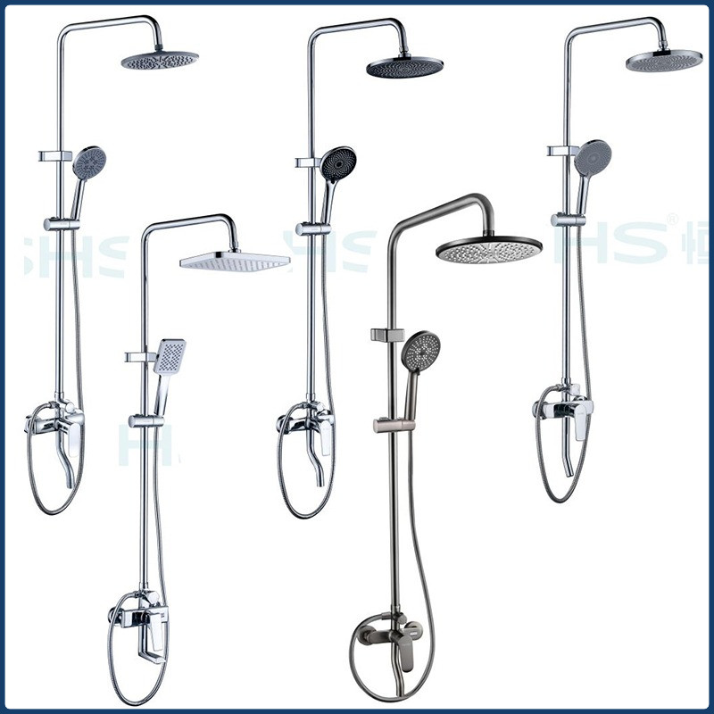 Chrome/Grey Brass Shower System Wall Mounted Bathroom Shower Faucet Set Rainlfall Bathroom Shower