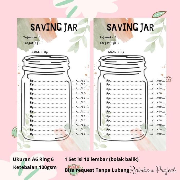 Loose Leaf A6 Ring 6 Saving Jar Target Menabung Budgeting Keuangan Tantangan Menabung Daily Planner