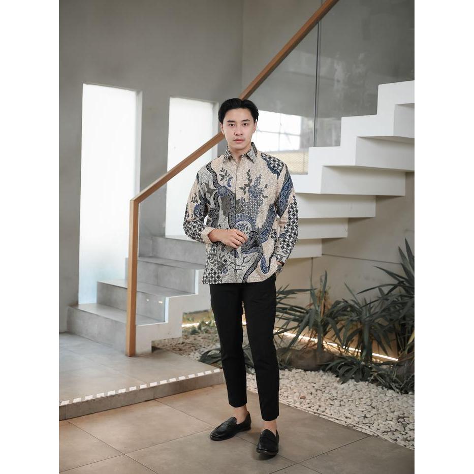 Hardi Batik Dobby - ANDARA CREAM Kemeja Batik Pria Lengan Panjang