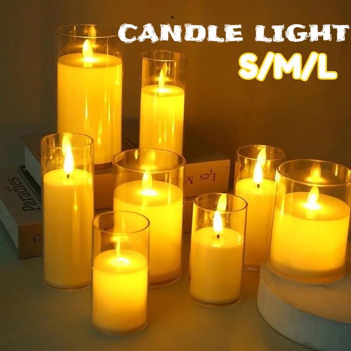 Lampu Lilin LED / Lilin Elektrik GELAS AKRILIK Sumbu Goyang Lilin Led 3d Flameless D LED Candles