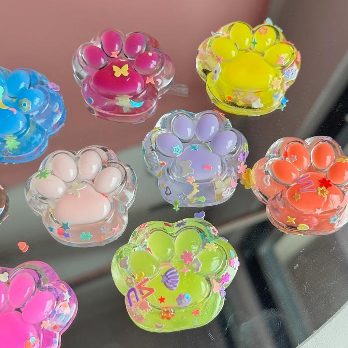 (CFC) TABA SQUISHY SMALL CLEAR CAT PAW mainan pencetan jelly cfc