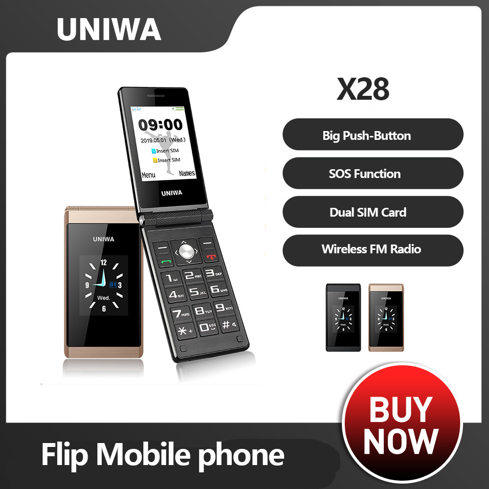 UNIWA X28 Big Push-Button Phone x29 Senior Flip Mobile Phone GSM Dual Sim FM Radio Russian Hebrew