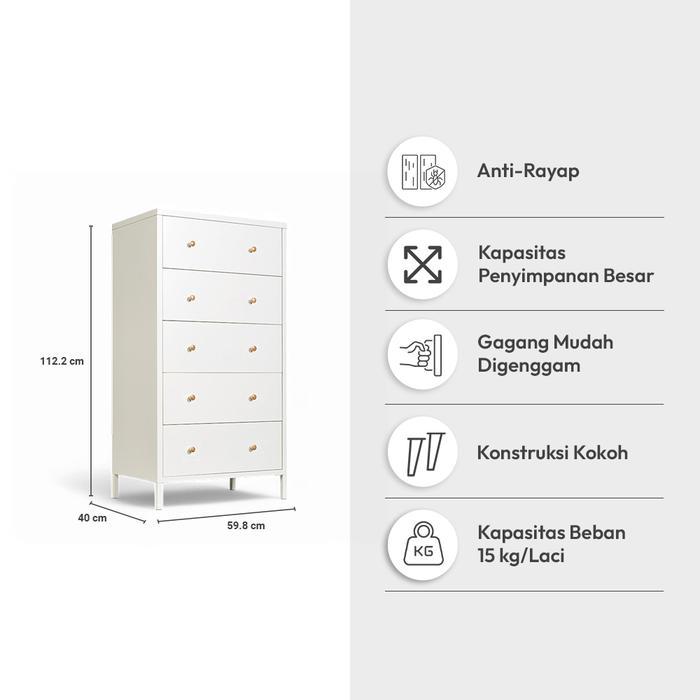 Informa Larry Laci Penyimpanan - Putih Kabinet Lemari Tempat Baju Kontainer Organizer Almari Pakaian