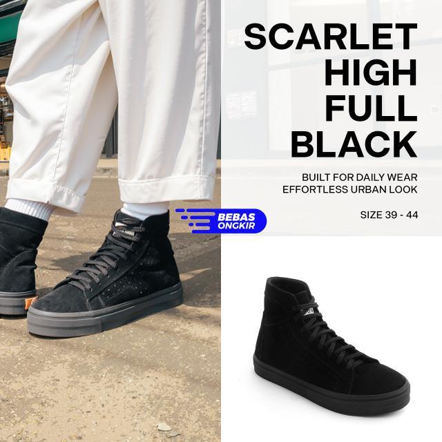 ORIGINAL - Scarlet High Full Black Sepatu Pria Sneakers Casual Shoes Snekers Ready stok
