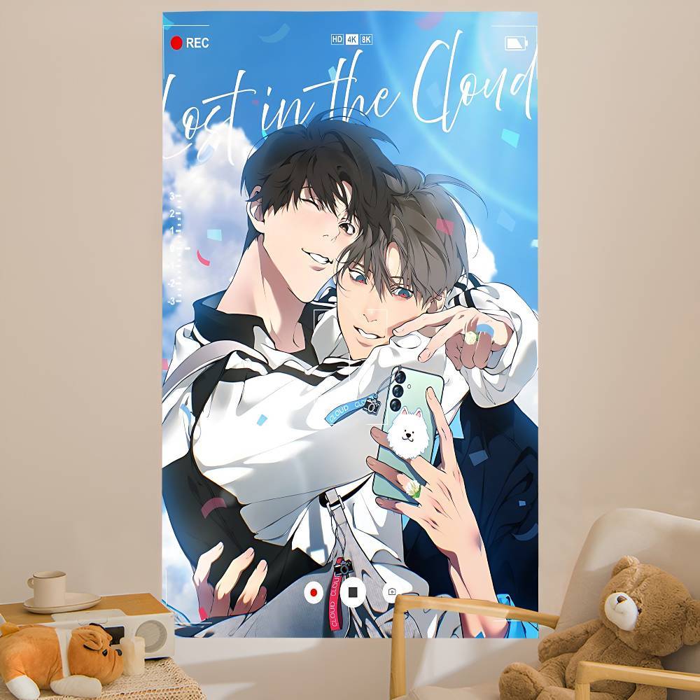 Anime Lost In The Cloud Tapestry Art Printing Japanese Wall Tapestry Anime Wall Hanging Home Decor