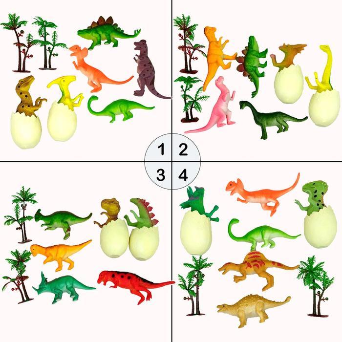 Murah Terbatas Set Dinosaurus Karet dan Telur Menetas Mainan Miniatur Dino