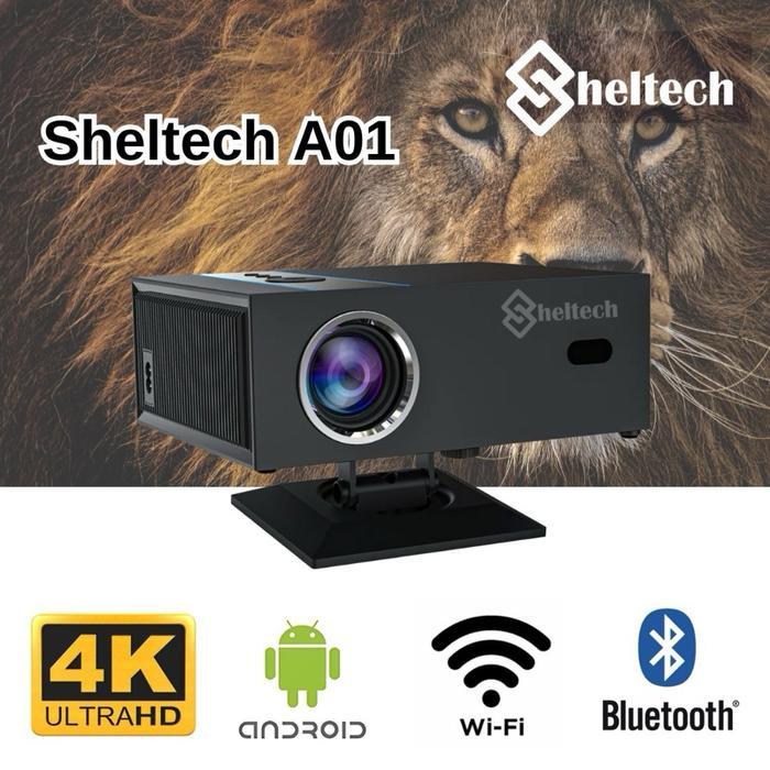 Sheltech A01 Proyektor Android Dolby Audio 8k Bagus Murah Wifi Bluetooth Lcd Led proyektor mini